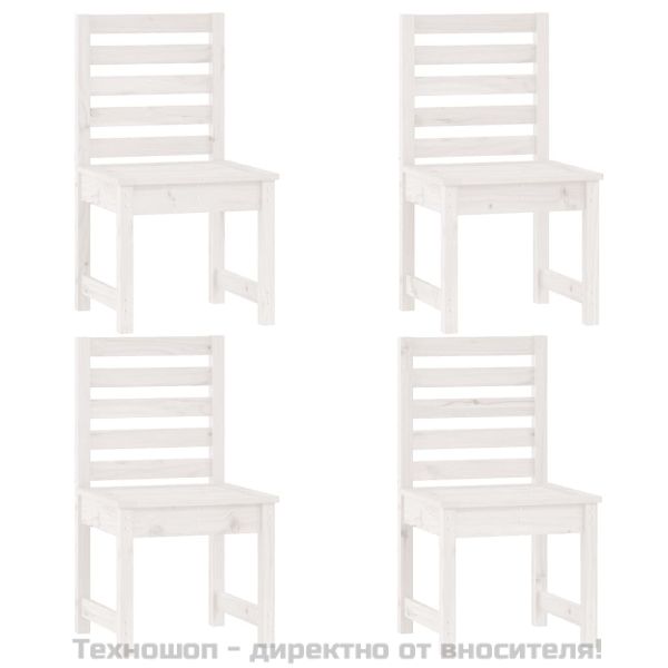 Градински трапезен комплект от 5 части, бял, масивен бор