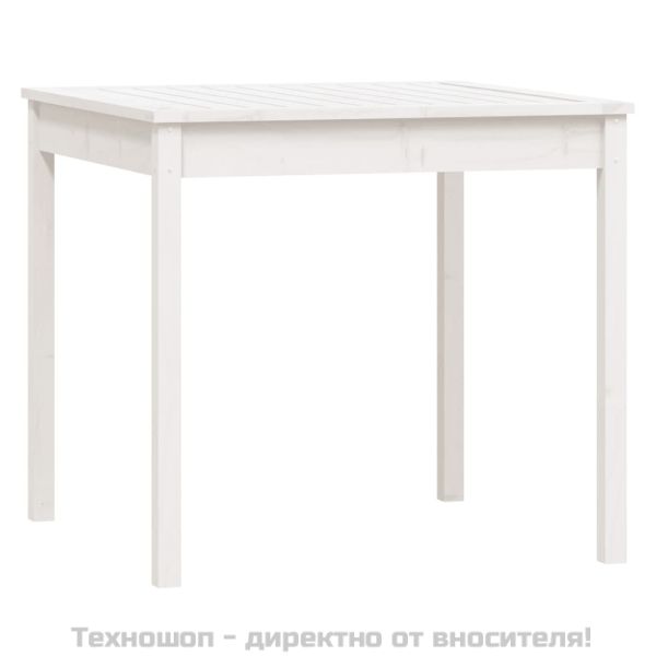 Градински трапезен комплект от 5 части, бял, масивен бор