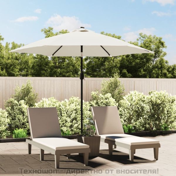 Чадър за слънце, 3 м, пясъчнобял, стоманен прът