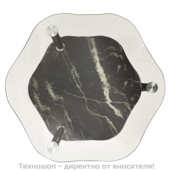 Странична маса с 2 рафта прозрачно и черно 38x38x50 см стъкло