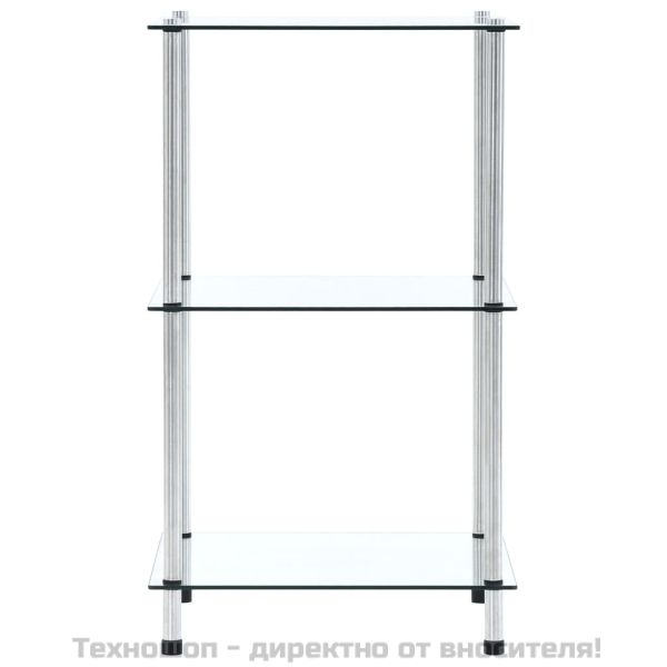 Етажерка с 3 рафта, прозрачна, 40x40x67 см, закалено стъкло