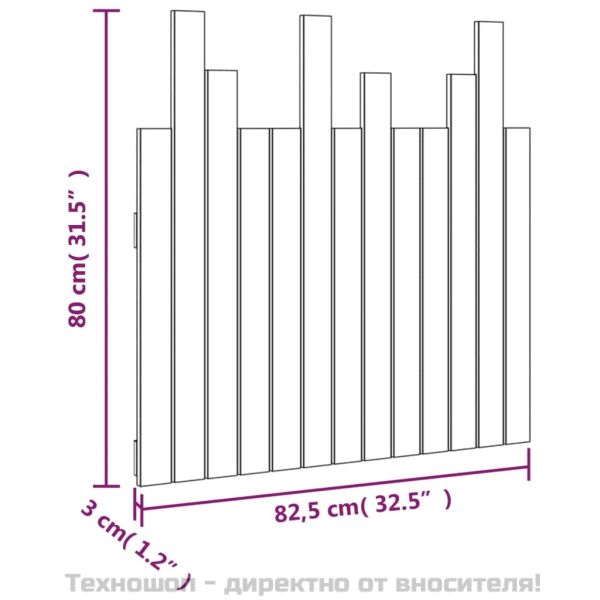 Стенна табла за спалня, меденокафява, 82,5x3x80 см, бор масив