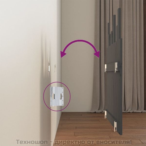 Стенна табла за спалня, сива, 82,5x3x80 см, борово дърво масив