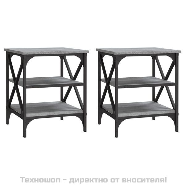 Странични маси, 2 бр, сив сонома, 40x42x50 см, инженерно дърво