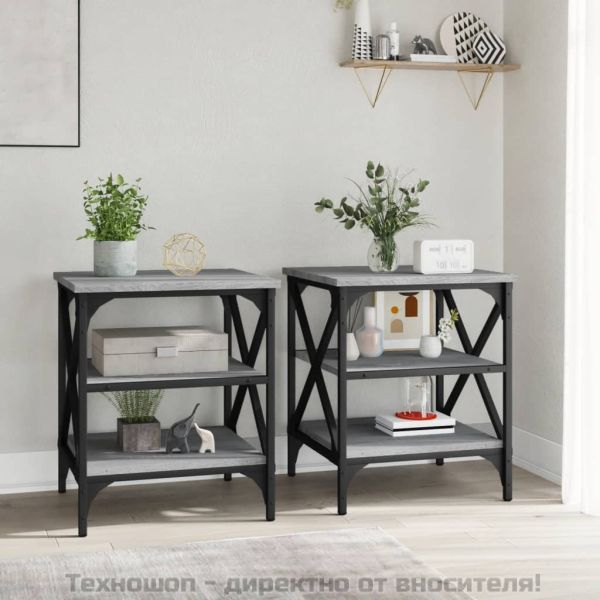 Странични маси, 2 бр, сив сонома, 40x42x50 см, инженерно дърво