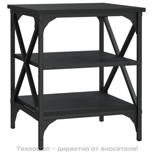 Странични маси, 2 бр, черни, 40x42x50 см, инженерно дърво