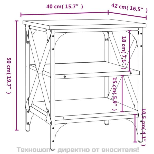 Странични маси, 2 бр, черни, 40x42x50 см, инженерно дърво