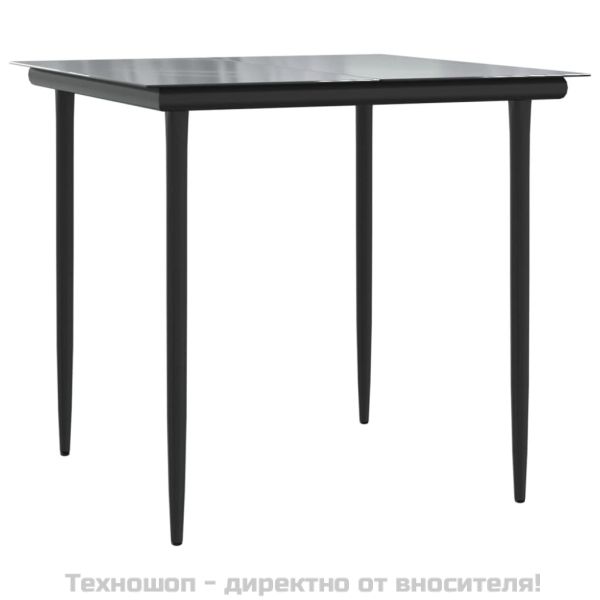 Градински комплект от 3 части с възглавници черни полиратан