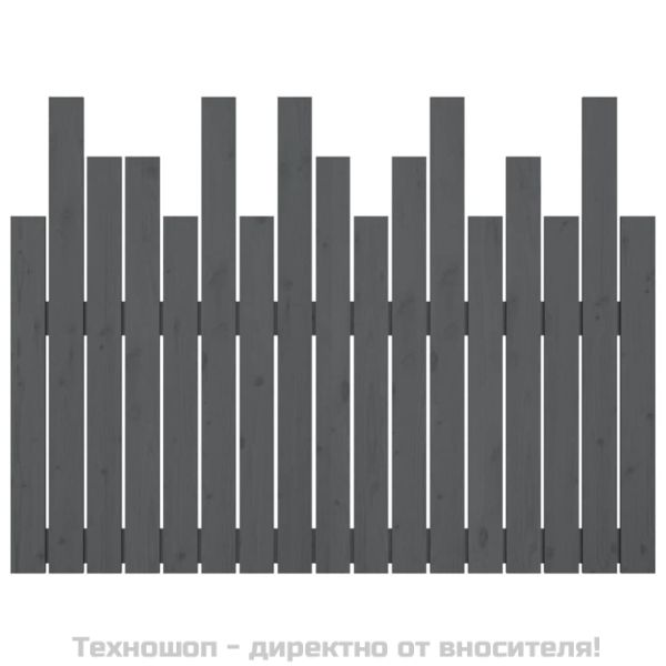 Стенна табла за спалня, сива, 108x3x80 см, борово дърво масив