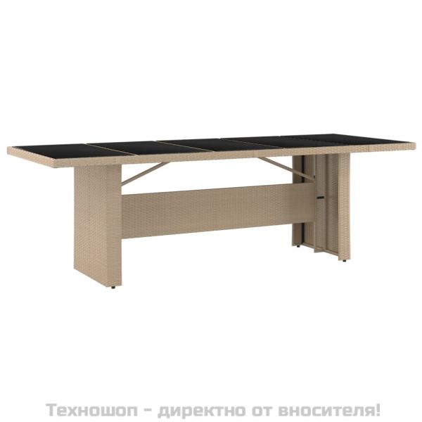 Градински комплект с възглавници, 9 части, бежов полиратан