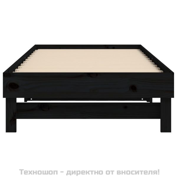 Разтегателно дневно легло, черно, 2x(90x190) см, бор масив
