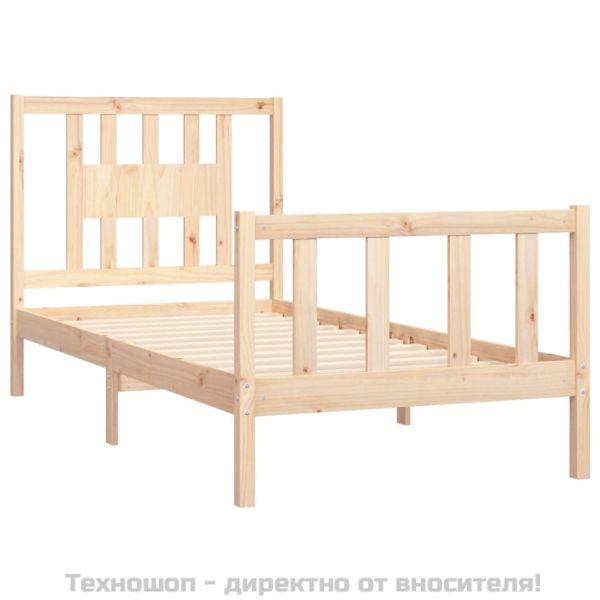 Рамка за легло с табла, борово дърво масив, 90x200 см
