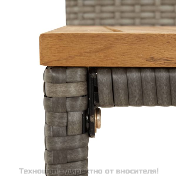 Градински бар комплект 11 части сив полиратан и акация масив