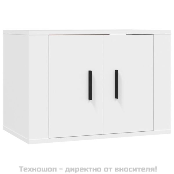 Комплект ТВ шкафове от 4 части, инженерно дърво, бял гланц