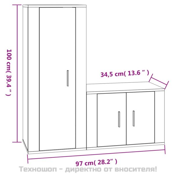 Комплект ТВ шкафове от 2 части, кафяв дъб, инженерно дърво