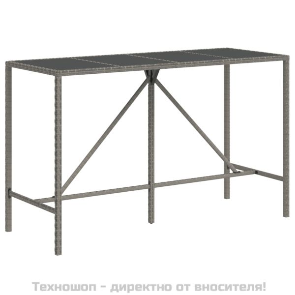 Градински бар комплект 9 части сив полиратан и акация масив