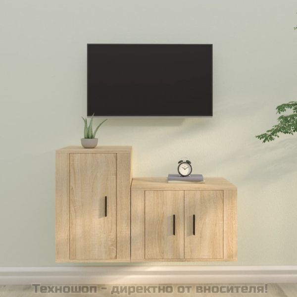 Комплект ТВ шкафове от 2 части, сонома дъб, инженерно дърво