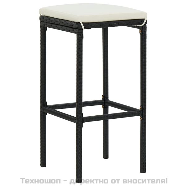 Градински бар комплект с възглавници 7 части черен полиратан