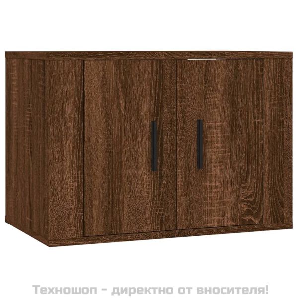 Комплект ТВ шкафове от 3 части, кафяв дъб, инженерно дърво