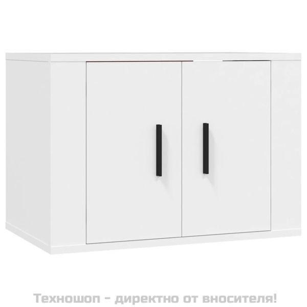 Комплект ТВ шкафове от 4 части, инженерно дърво, бял гланц