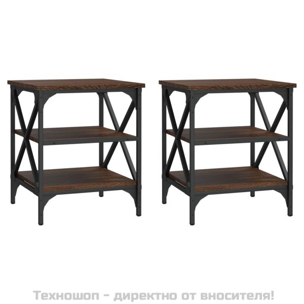 Странични маси, 2 бр, Кафяв дъб, 40x42x50 см, инженерно дърво