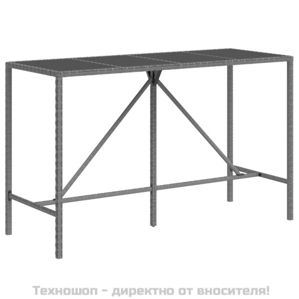 Градински бар комплект с възглавници 11 части сив полиратан