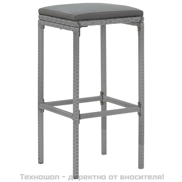 Градински бар комплект с възглавници 9 части сив полиратан