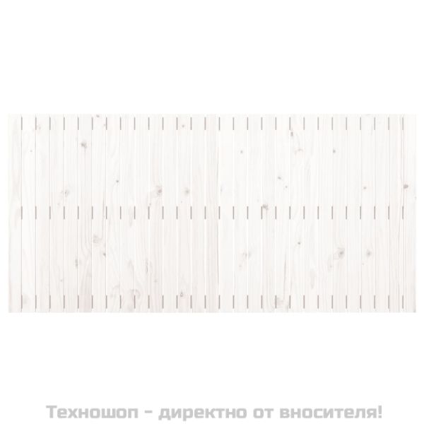 Стенна табла за спалня, бяла, 185x3x90 см, борово дърво масив