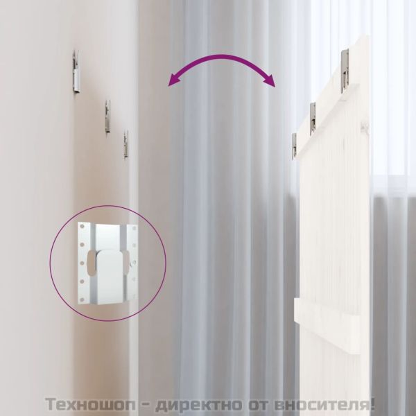 Стенна табла за спалня, бяла, 185x3x90 см, борово дърво масив