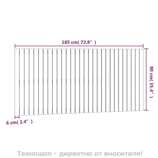 Стенна табла за спалня, бяла, 185x3x90 см, борово дърво масив