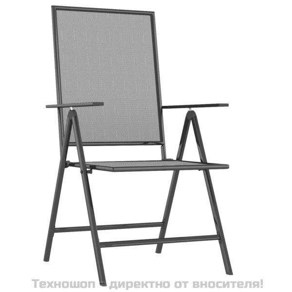 Градински трапезен комплект от 9 части, антрацит, стомана