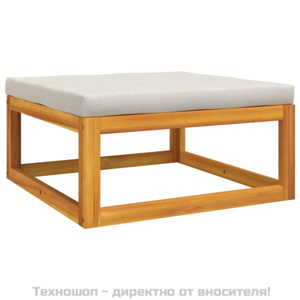 Градински комплект със светлосиви възглавници, 12 части, масив