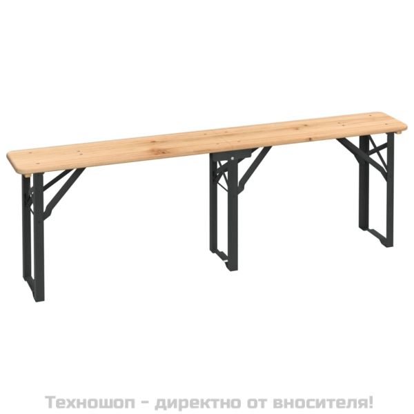 Комплект със сгъваема маса за бира от 3 части, масивна ела