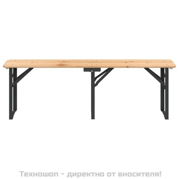 Комплект със сгъваема маса за бира от 3 части, масивна ела