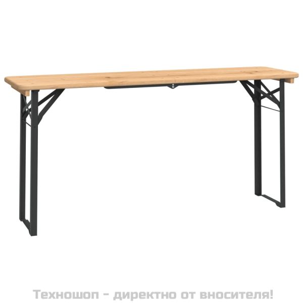 Комплект със сгъваема маса за бира от 3 части, масивна ела