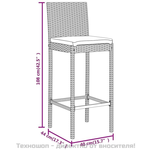 Градински бар комплект с възглавници 7 части сив полиратан