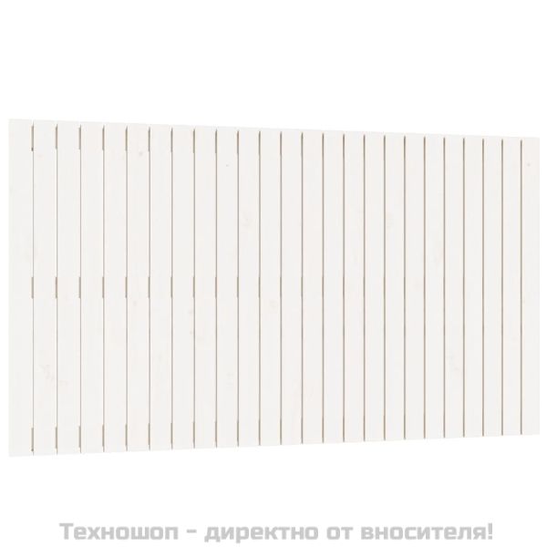 Стенна табла за спалня, бяла, 159,5x3x90 см, борово дърво масив