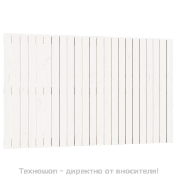Стенна табла за спалня, бяла, 147x3x90 см, борово дърво масив