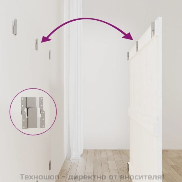 Стенна табла за спалня, бяла, 147x3x90 см, борово дърво масив