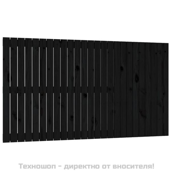 Стенна табла за спалня, черна, 159,5x3x90см, борово дърво масив
