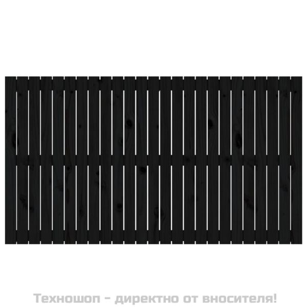 Стенна табла за спалня, черна, 159,5x3x90см, борово дърво масив