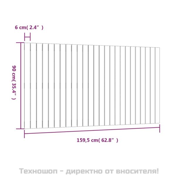 Стенна табла за спалня, черна, 159,5x3x90см, борово дърво масив