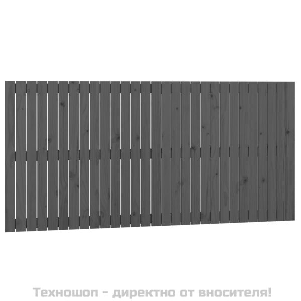 Стенна табла за спалня, сива, 185x3x90 см, борово дърво масив