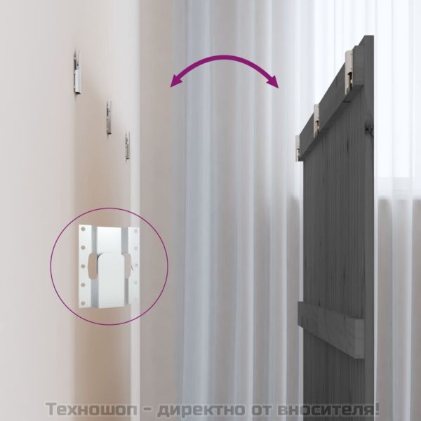 Стенна табла за спалня, сива, 185x3x90 см, борово дърво масив