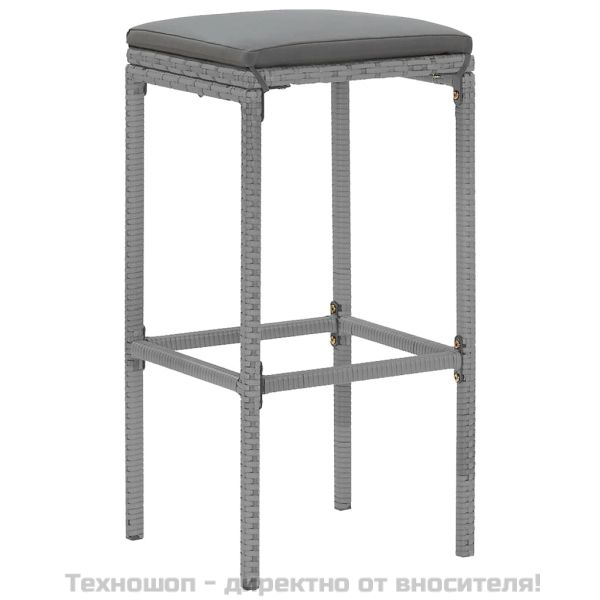 Градински бар комплект с възглавници 7 части сив полиратан