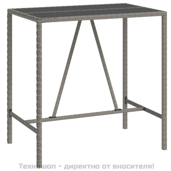 Градински бар комплект 5 части сив полиратан и акация масив