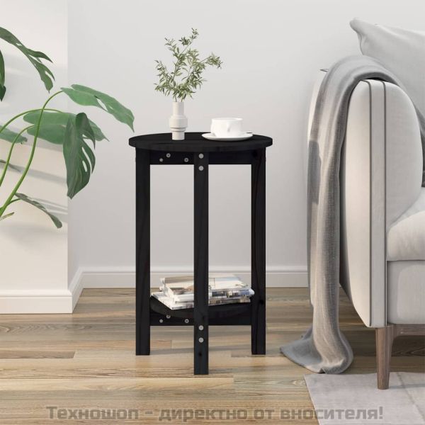 Кафе маса, черна, Ø 40x60 см, борово дърво масив