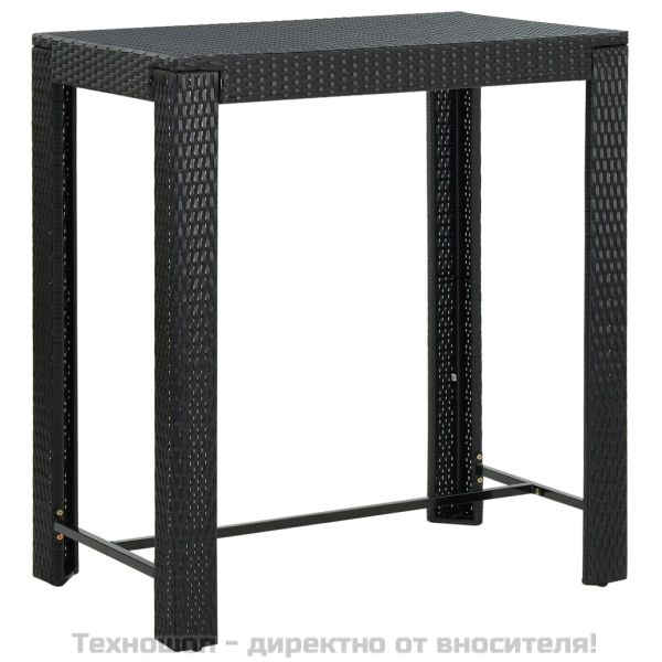 Градински бар комплект 5 части черен полиратан и акация масив