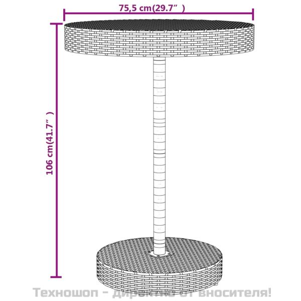 Градински бар комплект 5 части сив полиратан и акация масив