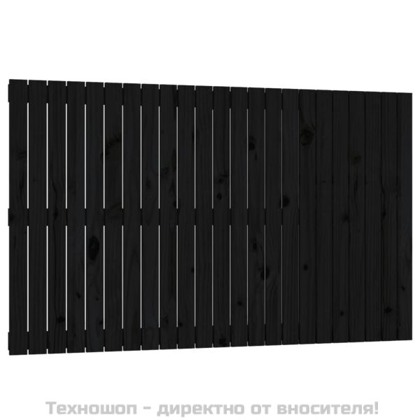 Стенна табла за спалня, черна, 147x3x90 см, борово дърво масив